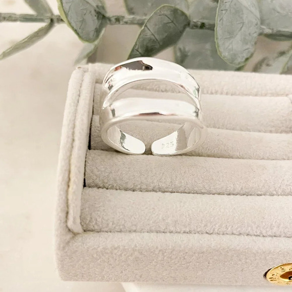 925 Sterling Silver Chunky Ring Layer Ring Large Bold Silver Statement Ring - Picture 10 of 10
